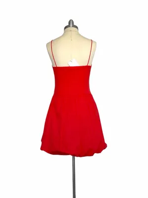 GB Gianni Bini NWT Sz M Red Ribbed Knit Drop Waist Balloon Hem Mini Dress Y2K thumbnail 5