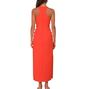 NWT Lulus Masterfully Mod Bright Orange Side Button Midi Dress Size XL Resort thumbnail 3