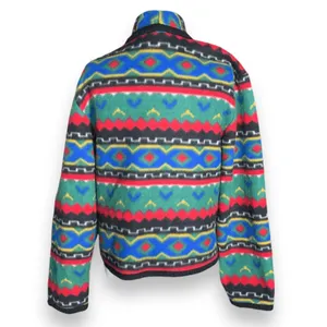 Vintage Southwestern Fleece Cardigan Jacket Colorful Concho Buttons Medium Boho thumbnail 2
