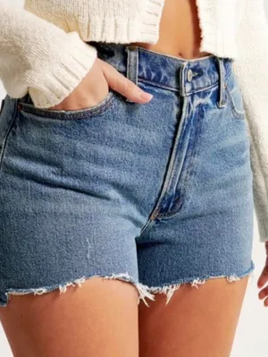 Abercrombie & Fitch Womens 90s Relaxed Cutoff Shorts High Rise Size 35 / 20 Fray thumbnail 1