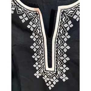 Talbots Embroidered Sleeveless Top 10 Black Excellent‎ Linen Blend Split Neck thumbnail 7