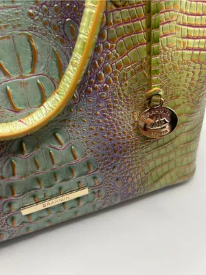 Brahmin Iridescent Green-Purple Croc Embossed Duxbury Satchel thumbnail 10