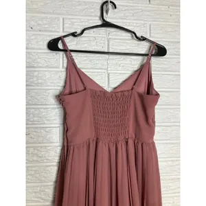 ModCloth Maxi Dress Womens Medium Pink Excellent‎ Pleated Chiffon V-Neck Formal thumbnail 3
