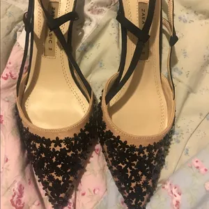 Zara sequin slingback heels thumbnail 1