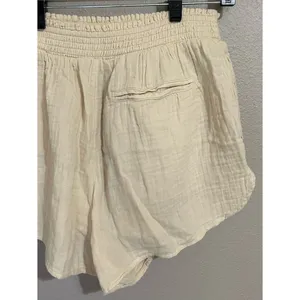 Aerie Neutral Gauzy High Waisted Textured 100% Cotton Shorts Women’s Size Medium thumbnail 8
