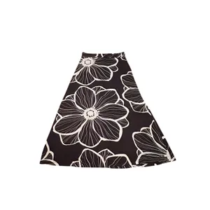Dennis Basso Black White Floral Maxi Skirt Size Medium A-Line Stretch Boho Comfy thumbnail 2