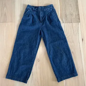 Madewell Pleated Wide-Leg Jeans Medium Wash Size 6 thumbnail 1