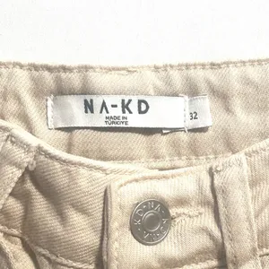 NA-KD Wide Leg‎ Jeans Women's 24 X 32 High Waist Beige Cream Pants Y2K Festival thumbnail 9