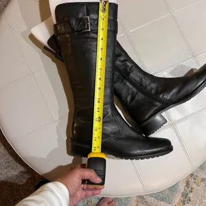 Gabor Black Leather Riding‎ Boots Buckle Detail Rubber Sole MRSP $235-Size 6.5 thumbnail 5