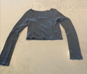 Brandy Melville Navy Ribbed Crop Top Long Sleeve XS One Size thumbnail 1