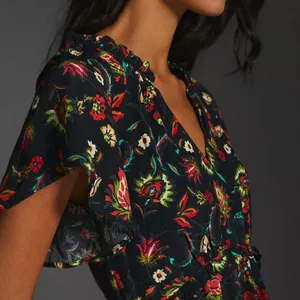 ANTHROPOLOGIE Robin Tiered‎ Mini Dress in Black Floral thumbnail 6