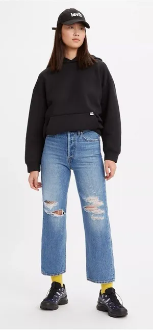 Levi’s Ribcage Straight Ankle Jeans Super High Rise Button Fly Size 30 10 Busted thumbnail 1