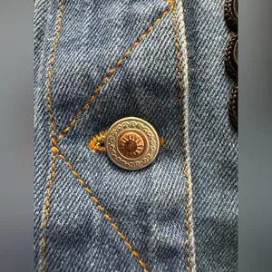 Vintage 90s 80s Denim Jean Vest Animal Print Leopard Rope Detail Western Large thumbnail 2