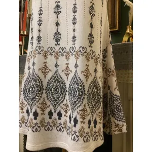 Vocal Womens Sleeveless Knit Rhinestone Damask Tunic Top White Small‎ thumbnail 2