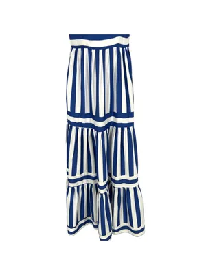 Urban Daizy Nautical Stripe Maxi Dress Blue White Tiered Sun Dress Medium NWT thumbnail 3