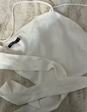 Nasty Gal White Tie Back Halter Top thumbnail 5