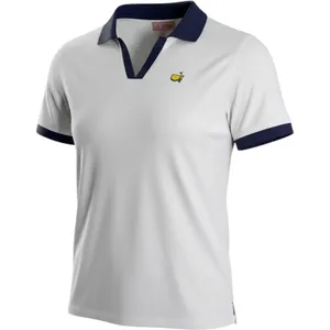 Masters Peter Millar Womens XL Golf Polo Shirt White Navy V-Neck BP19T195-001 thumbnail 1