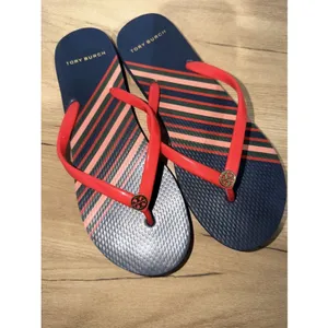 Tory Burch Navy And Red Thin Flip Flops Sandals 1 thumbnail 3