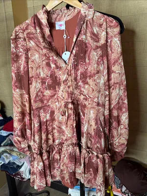 NWT Buddy Love Grace Maple Sugar Ruffle Long Sleeve Mini Dress Size Small thumbnail 4