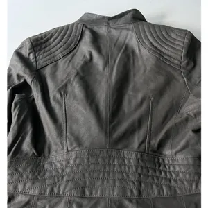 Elie Tahari Jeanette Drape Front Leather Jacket Small thumbnail 7