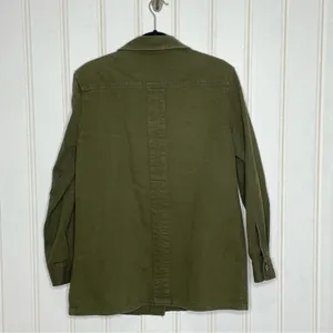 Zara Basic Z1975 Denim Military Utility Jacket Olive Green Embroidered Bird M thumbnail 6