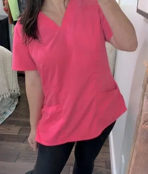 Greys Anatomy pink nurses scrub top size large thumbnail 3