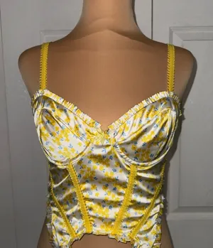 For Love And Lemons Daffodil‎ Bustier Yellow Floral Medium Size Small thumbnail 1