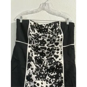 New York and Company Dress 18 Black White Floral Strapless NYC cocktail dress thumbnail 2