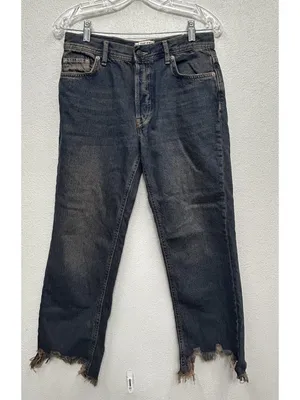 Free People Jeans Womens 26 Maggie Mid Rise Straight Crop Raw Hem (actual 29x25) thumbnail 2