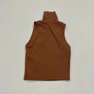 ZARA Ribbed Sleeveless Turtleneck Top S | Brown Mock Neck Tank | Minimalist Basi thumbnail 2