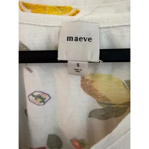Maeve Anthropologie Lemon Cherry Fruit Print V-Neck Flutter Sleeve Cotton Top S thumbnail 2