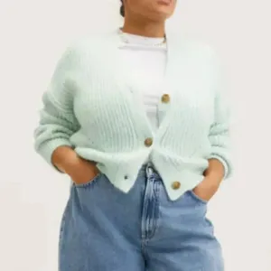 Mango MNG Ribbed Knit Aqua Green Cardigan Sweater NWT Plus‎ 3XL thumbnail 7