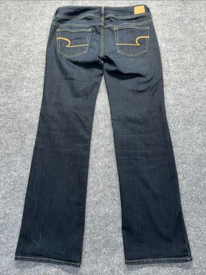 American Eagle Outfitters Low-Rise Slim Boot Cut Dark Blue Super Stretch Jeans thumbnail 2