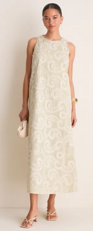 Tuckernuck Celadon Scroll Embroidered Bows Portia Dress Date Night Resort Beach thumbnail 1