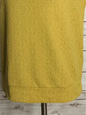 Ann Taylor LOFT textured knit top/blouse Small yellow cap sleeve minimalist thumbnail 4