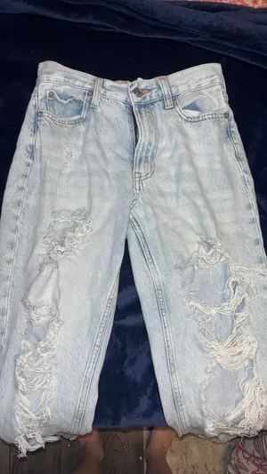 Aeropostale Mom Ripped Jeans Light Wash Distressed thumbnail 3