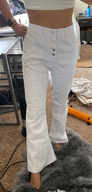 SheIn White High Waisted Jeans thumbnail 1