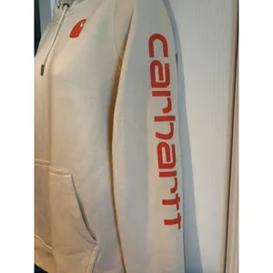 Carhartt Womens Relaxed Fit Hoodie Cream Logo Sleeve‎ Pullover 102791 M 8-10 thumbnail 3