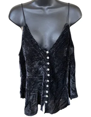 Intimately Free People Corded Velvet Cami Sz M Black Whimsigoth Fairy Grunge 90s thumbnail 1
