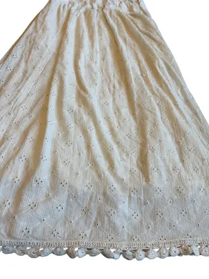 Free People Cream Eyelet Midi Skirt Strapless Dress Crocheted Trim Size Small thumbnail 11