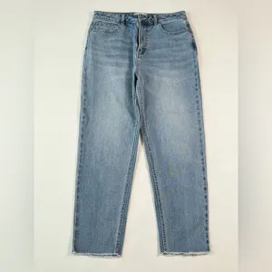 Something Navy Womens Jeans Blue Denim Straight Hi Rise Medium Wash Stretch 8 thumbnail 2
