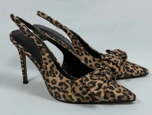 AAJ By Aminah Size-6M Womens Pump Heel Gemma Brown Leopard‎ Bow Slingback thumbnail 1