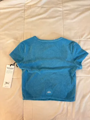ALO Yoga Terry Beachside Crop Top Blue Splash thumbnail 5