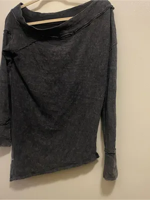 We The Free People Womens XS 44” Gray & Black Off The Shoulder Asymmetrical thumbnail 6