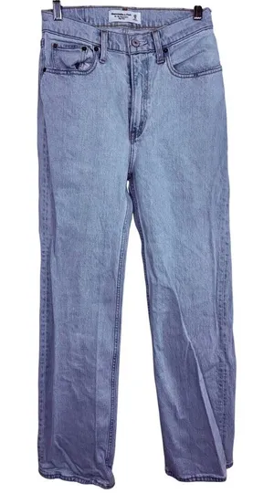 Abercrombie & Fitch 90s Relaxed Jean High Rise Blue Straight Jeans Womens 25 0 R thumbnail 1