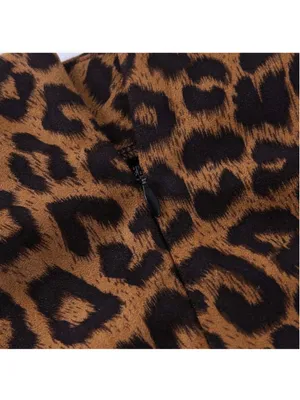NEW Vegan Suede Leopard Mini High Waist Slit Skirt L thumbnail 6