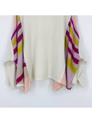 Free People Susie Swit Oversized Pullover Sweater M Mockneck Colorful Striped thumbnail 7