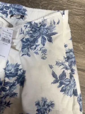 NWT American Eagle Blue Floral Cotton Linen Mini Skirt XXS thumbnail 6
