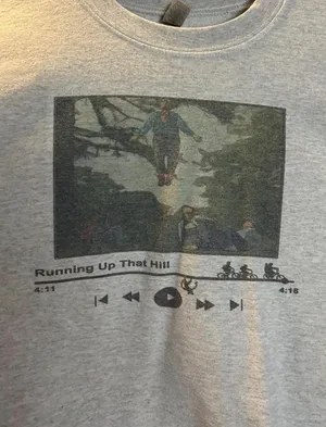 stranger things “running up that hill” oversized sweatshirt  thumbnail 3