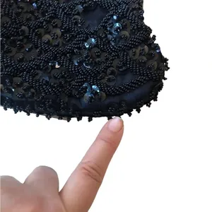 Vintage black beaded formal purse evening bag special occasion Holiday party thumbnail 9